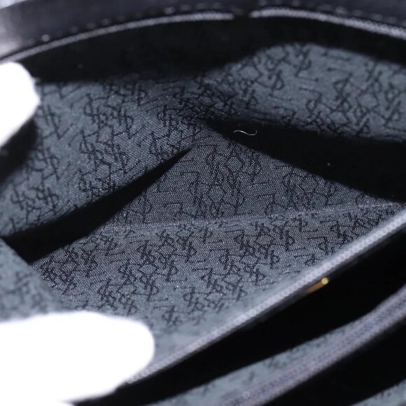 SAINT LAURENT Shoulder Bag Leather Black Gold Auth 148350 - Picture 13 of 16